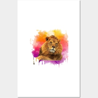 lion drip Posters and Art